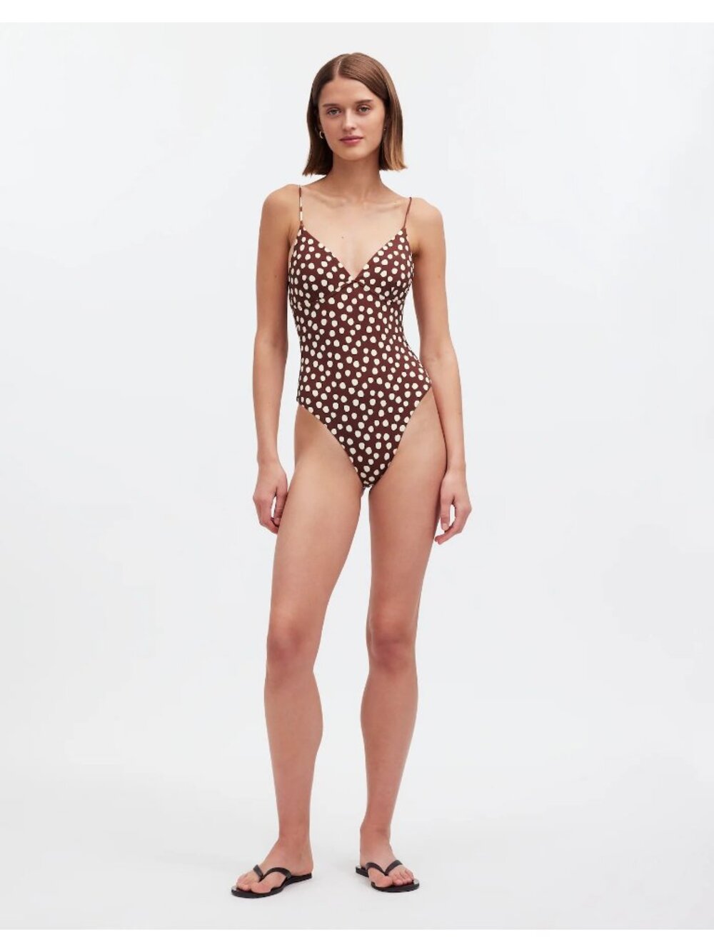 Zulu & Zephyr One-Piece Swimsuit Currant Spot Brown Polka Dot Women’s Size 2 NWT - Picture 15 of 16